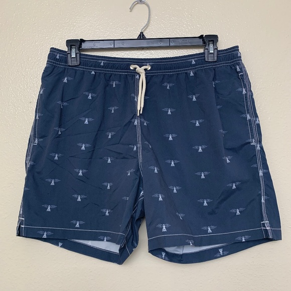 $89 Barbour Men's Beacon Slim-Fit Graphic Nautical Lighthouse Print Swim Trunks